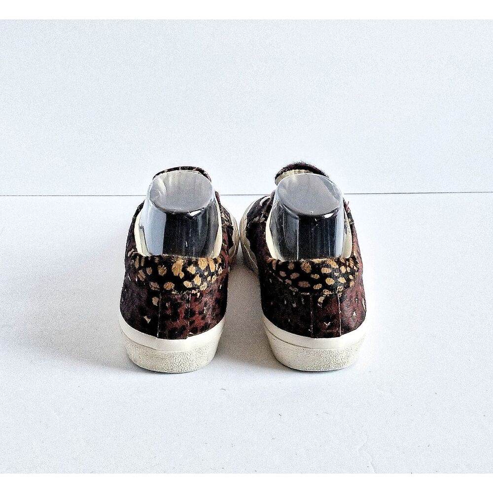 MADEWELL Sidewalk Low Top Sneakers Painted Leopard Calf Hair Sz 7.5 Brown - Picture 9 of 13